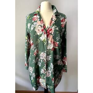 Cupcakes and Cashmere Floral Button Up Sleep Shirt - M